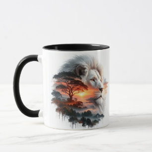 Weiße Löwe der Savannah - Sonnenuntergang Majestät Tasse