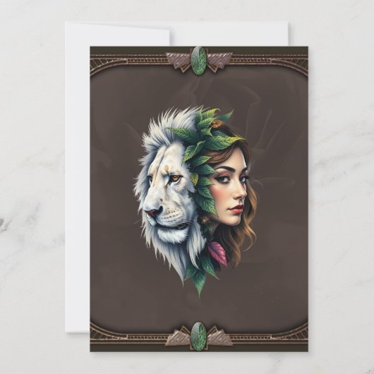 Weiße Löwe und Frau Einladung (Rückseite)