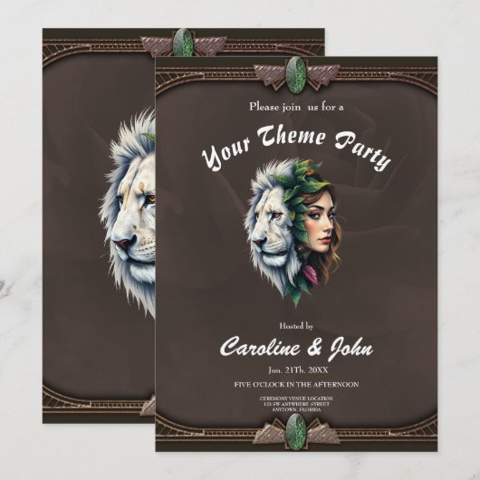 Weiße Löwe und Frau Einladung (Vorne/Hinten)