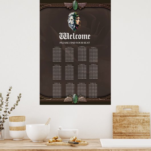 Weiße Löwe und Frau Poster (Küche)