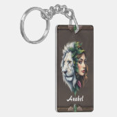 Weiße Löwe und Frau Schlüsselanhänger (Vorderseite links)