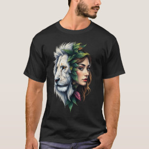 Weiße Löwe und Frau T-Shirt