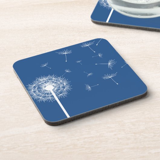 Weiße Löwenzahn-Silhouette Untersetzer (Linke Seite)