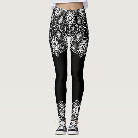 Weiße Mädchen auf veränderbarem schwarzen Hintergr Leggings (Vorderseite)