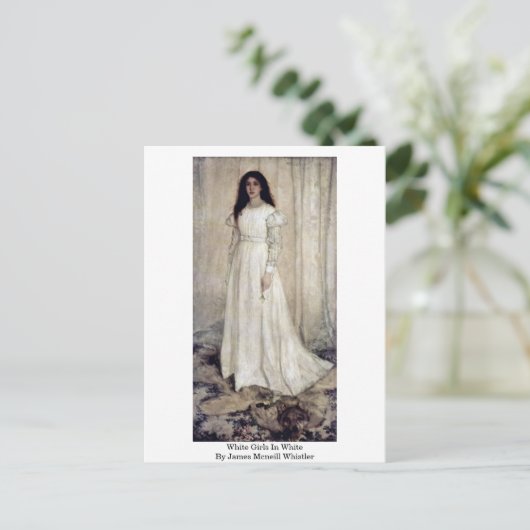 Weiße Mädchen im Weiß durch Pfeifer James Mcneill Postkarte (Stehend Vorderseite)