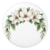 Weiße Magnolia Blossom Blumengrün Keramikknauf (Vorderseite)