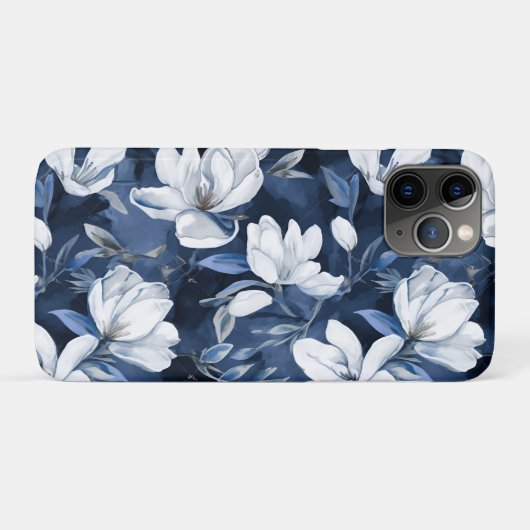 Weiße Magnolia-Blume, blauer Hintergrund Case-Mate iPhone Hülle (Rückseite (Horizontal))