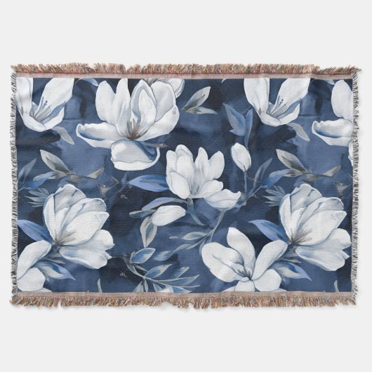 Weiße Magnolia-Blume, blauer Hintergrund Decke (Vorderseite)