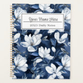 Weiße Magnolia-Blume, blauer Hintergrund Planer (Vorderseite)