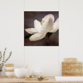 Weiße Magnolia Blume Blumenstrauß Blume Grau Poster (Küche)