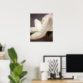 Weiße Magnolia Blume Blumenstrauß Blume Grau Poster (Heimbüro)