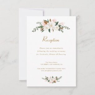 weiße Magnolia Blumen Hochzeitskarte RSVP Karte