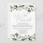 Weiße Magnolia Blumenhochzeit nur verheiratet Einladung (Vorderseite)