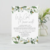 Weiße Magnolia Blumenhochzeit nur verheiratet Einladung (Stehend Vorderseite)