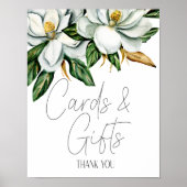 Weiße Magnolia Blumenkarte & Geschenkzeichen Poster (Vorne)