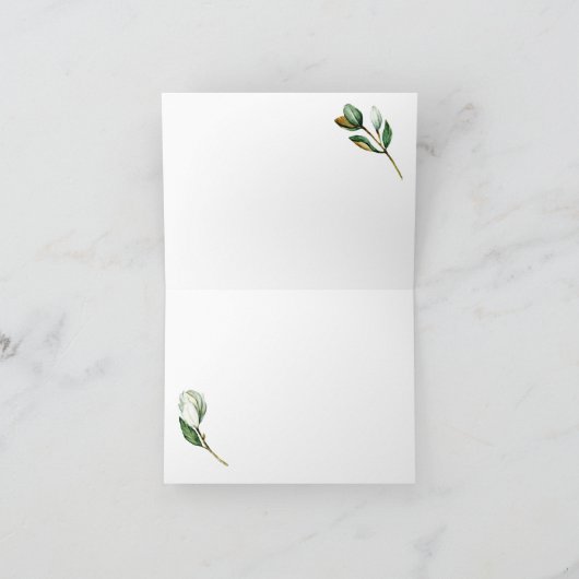 Weiße Magnolia Blumenzwiese Dankeschön Karte (Innenseite)