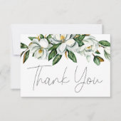 Weiße Magnolia Blumenzwiese Dankeschön Karte (Vorderseite)