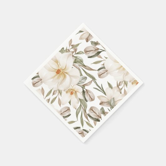 Weiße Magnolia Brautparty Grüne Serviette (Ecke)