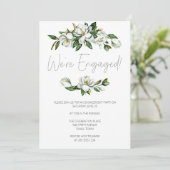 Weiße Magnolia Flora Rustikale Verlobung Einladung (Stehend Vorderseite)