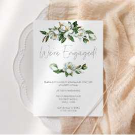 Weiße Magnolia Flora Rustikale Verlobung Einladung