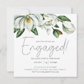 Weiße Magnolia Flora Rustikale Verlobung Einladung (Vorderseite)