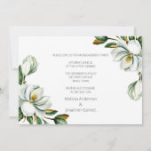 Weiße Magnolia Flora Rustische Verlobung Ankündigung (Rückseite)