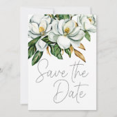 Weiße Magnolia Floral Rustikal Save The Date (Vorderseite)