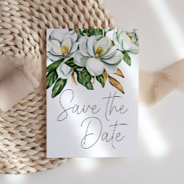 Weiße Magnolia Floral Rustikal Save The Date