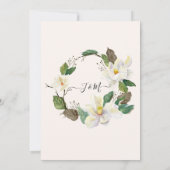 Weiße Magnolia Floral Wasserfarbe Rustikales Holz Einladung (Rückseite)