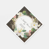 Weiße Magnolia Floral Wasserfarbe Weiß rustikales  Serviette (Ecke)