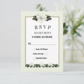 Weiße Magnolia Grüne Blumenkarte RSVP Card Einladung (Stehend Vorderseite)