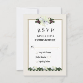 Weiße Magnolia Grüne Blumenkarte RSVP Card Einladung