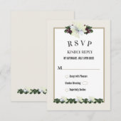 Weiße Magnolia Grüne Blumenkarte RSVP Card Einladung (Vorne/Hinten)