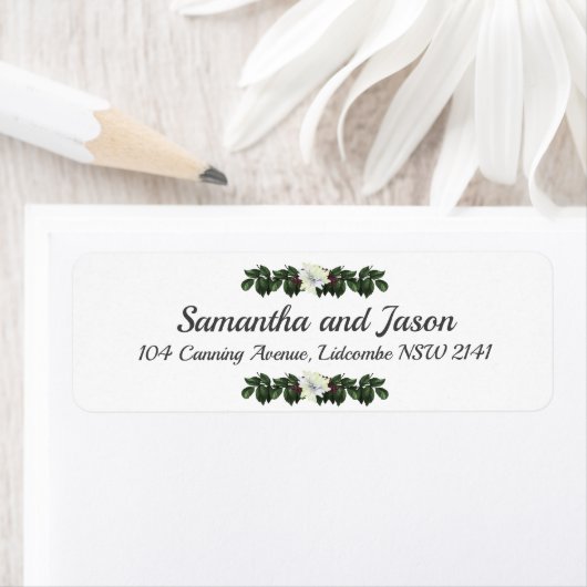 Weiße Magnolia Grüne Rücksendeadresse (Insitu)