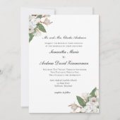 Weiße Magnolias florale Hochzeit Einladung (Vorderseite)