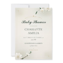 Weiße Magnolie Baby Shower Einladung
