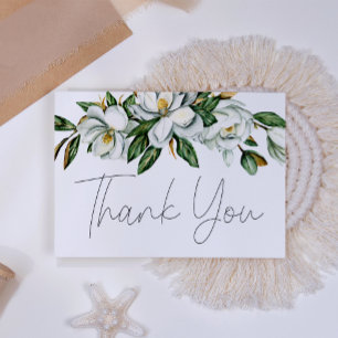 Weiße Magnolie Blumen Hochzeit Danke Karte