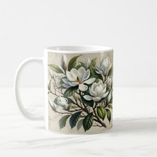 Weiße Magnolie Botanical im Vintage-Stil Kaffeetasse