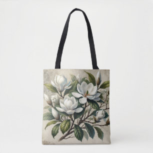 Weiße Magnolie Botanical Vintage Tasche