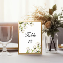 Weiße Magnolie Florale Elegante Hochzeit Tischnumm