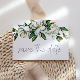 Weiße Magnolie Florale Rustikale Heiratsankündigun Save The Date