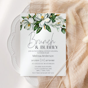 Weiße Magnolie Florale Rustikale Hochzeitsbrunch Einladung