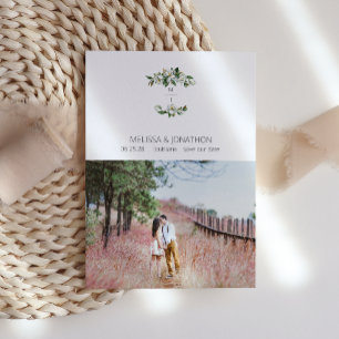 Weiße Magnolie Florales Rustikales Bild Save The Date