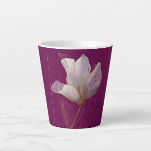 Weiße Magnolie Goldlinien Magenta Milchtasse
