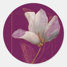 Weiße Magnolie Goldlinien Magenta
