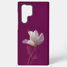 Weiße Magnolie Goldlinien Magenta Samsung Galaxy Hülle