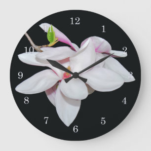 Weiße Magnolie Große Wanduhr
