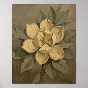 Weiße Magnolie Impasto II Vintage-Gemälde Poster