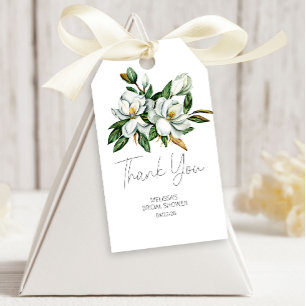 Weiße Magnolie Rustikale Blumen Hochzeitsgeschenk Geschenkanhänger