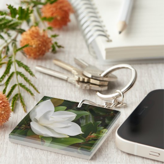 Weiße Magnolie Schlüsselanhänger (Vorderseite rechts)